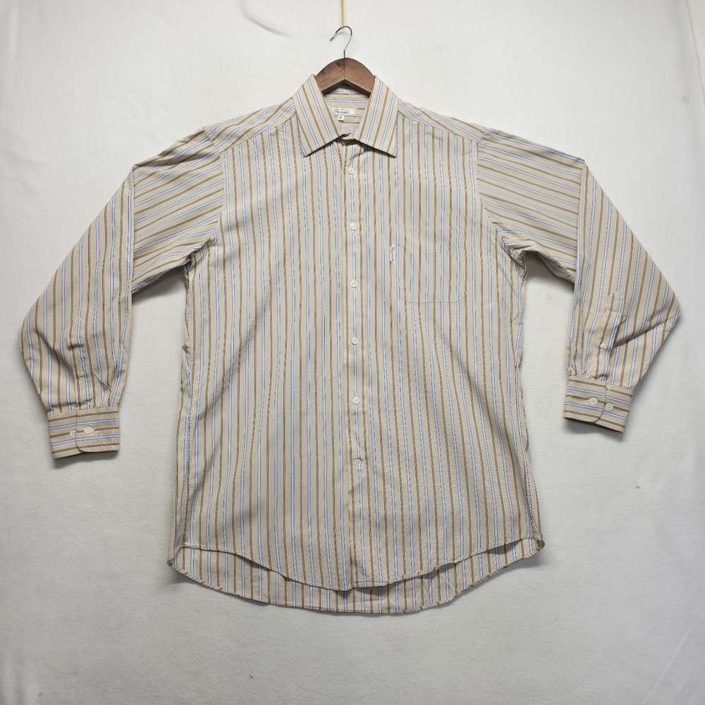 Faconnable Men's Brown Striped Long Sleeve Button Up Dress Shirt Size 4/16L